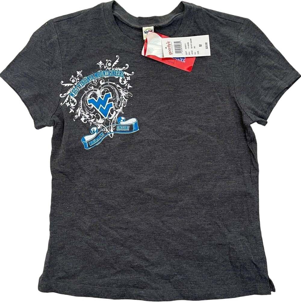 West Virginia WV Mountaineers Junior Ladies Fitted Tee Grey WVU - Size Medium